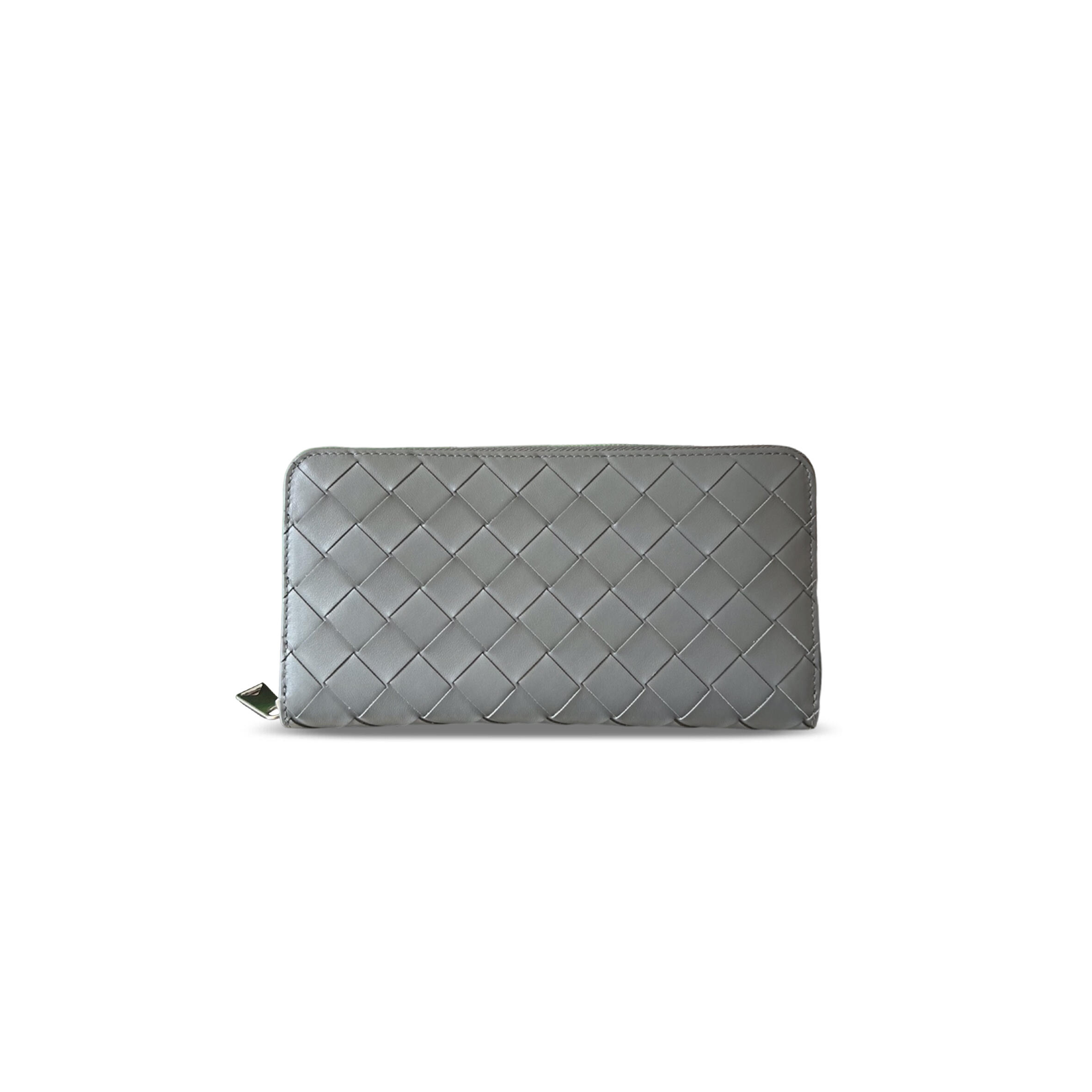 BOTTEGA VENETA INTRECCIATO ZIP-AROUND WALLET GREY 593217 (19*10*2cm)